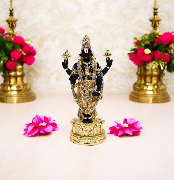 Gold plated Lord Tirupati Balaji Idol (White Stone)
