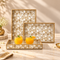 Golden Floral Serving Wooden Tray of 3