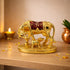 Golden Kamdhenu Cow Statue with Red Detailing