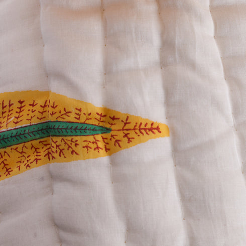 Golden Leaf Mulmul Cotton Handmade Razai – Hand Block Print