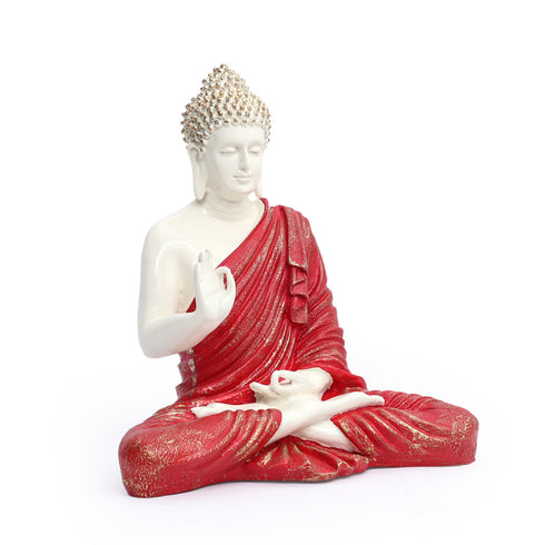 Golden Matte Finish Buddha Statue with Brown Robe
