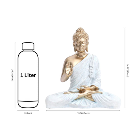 Golden Matte Finish Buddha Statue with White Robe
