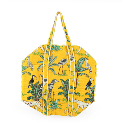 Golden Safari Quilted Duffle Bag - Hand Block Print
