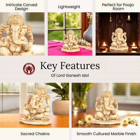 Graceful Cultured Marble Ganesha Statue