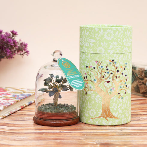 Green Aventurine Glass Dome Wish Tree