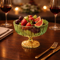 Green Decorative Glass Fruit Bowl