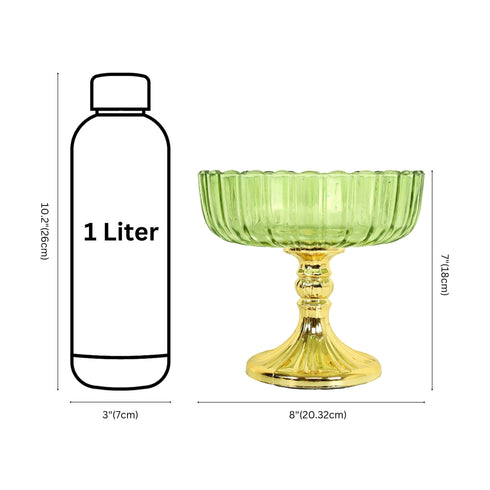 Green Decorative Glass Fruit Bowl – Elegant Centerpiece for Dining and Home Decor