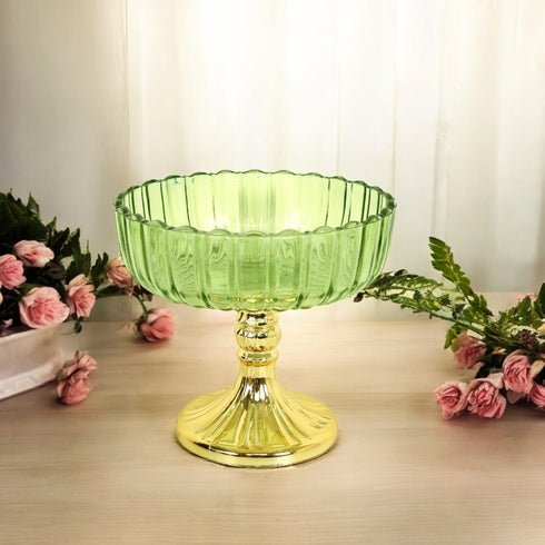 Green Decorative Glass Fruit Bowl – Elegant Centerpiece for Dining
