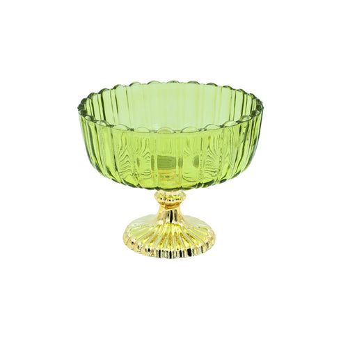 Green Decorative Glass Fruit Bowl – Elegant Centerpiece for Dining and Home Decor