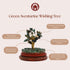 Green aventurine wishing tree with promotional text on a beige background