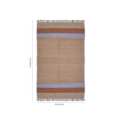 Grey Handwoven Jawaja Durrie - Stripe Pattern