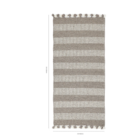Grey and Beige Handwoven Jawaja Durrie—Stripe Pattern