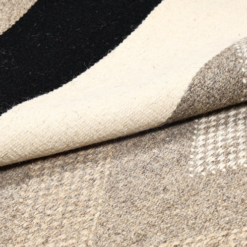 Grey and Ivory Handwoven Jawaja Durrie - Zig-Zag Pattern