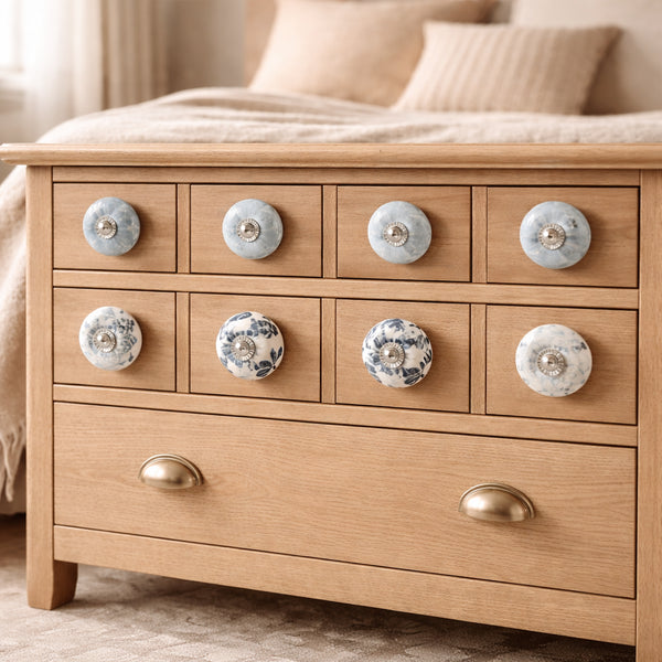 Grey and White Handcrafted and Hand painted Ceramic Knobs