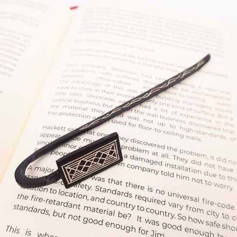 Black Bookmark - Bidri Art - Silver Inlay Work