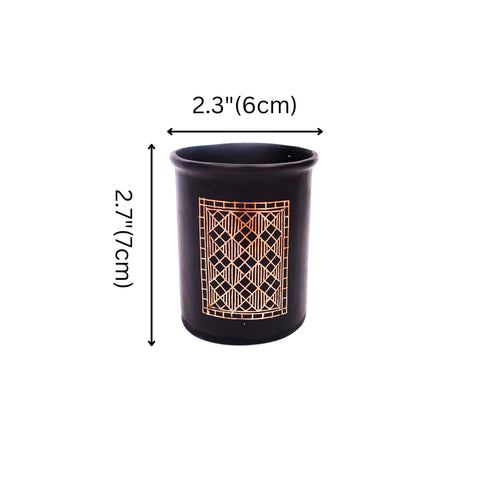 Black Pen Stand - Bidri Art - Copper Inlay Work