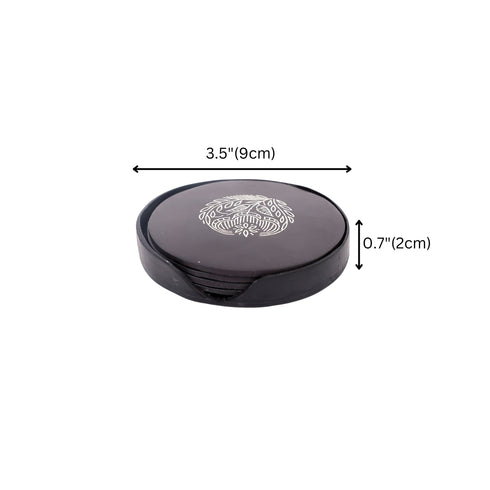 Black Tea Coasters - Bidri Art - Silver Inlay Work