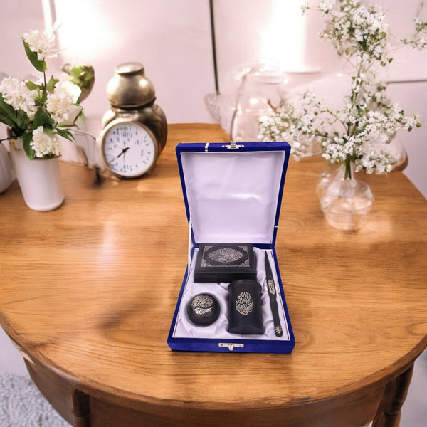 Bidri Art Corporate Gifting Box - Silver Inlay Work – Set of 4