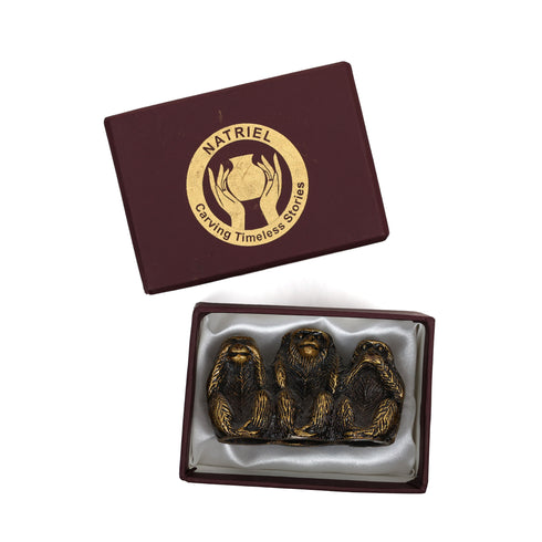 Handcrafted Brass Three Wise Monkeys Statue - Office and Home Decor