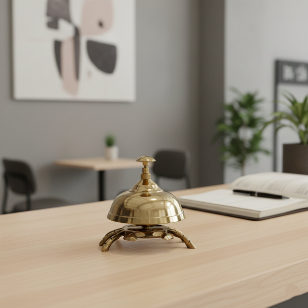 Vintage Brass Service Bell with Decorative Crab Base