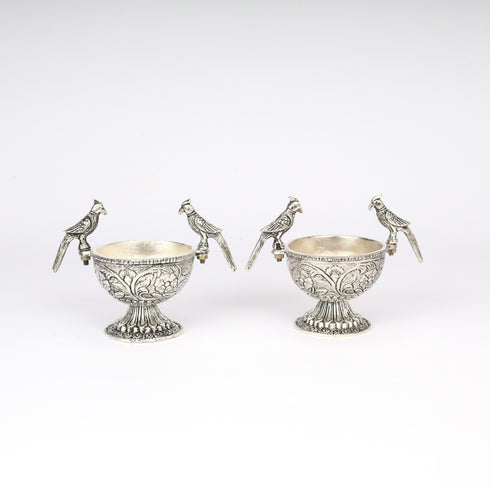 German Silver—Set of 2 Parrot Design Bowls