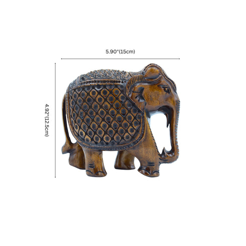 Wooden Elephant Statue - Dark Brown