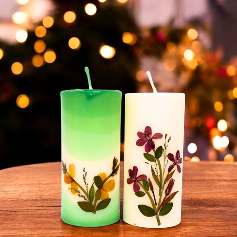 Eco-friendly Soy Wax Scented Pillar Candles - Set of 2