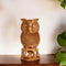 Hand-Carved Wooden Owl Figurine with Family Base