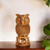 Hand-Carved Wooden Owl Figurine with Family Base
