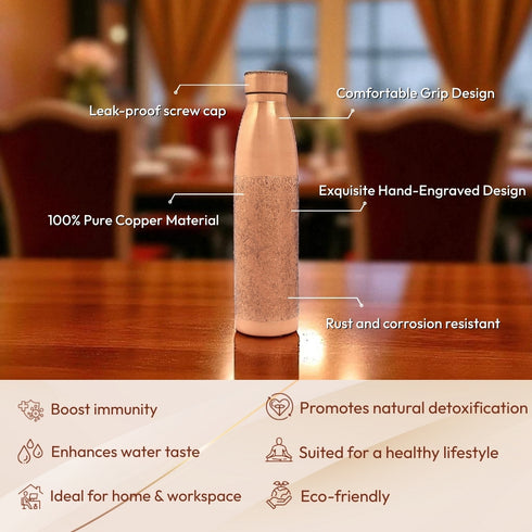 Hand-Etched Pure Copper Water Bottle