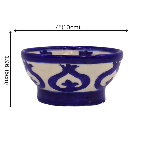Hand-Painted Blue Pottery Round Bowl