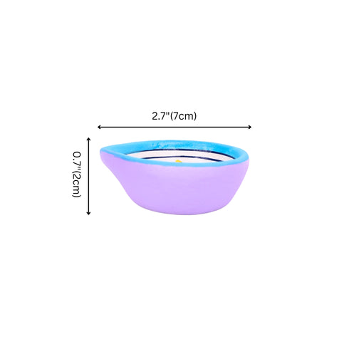 Hand-Painted Ceramic Diyas - Set of 4 – Lavender & Turquoise