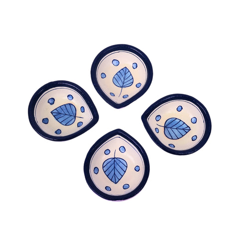 Hand-Painted Ceramic Diyas - Set of 4 – Lavender and Blue
