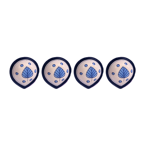 Hand-Painted Ceramic Diyas - Set of 4 – Lavender and Blue