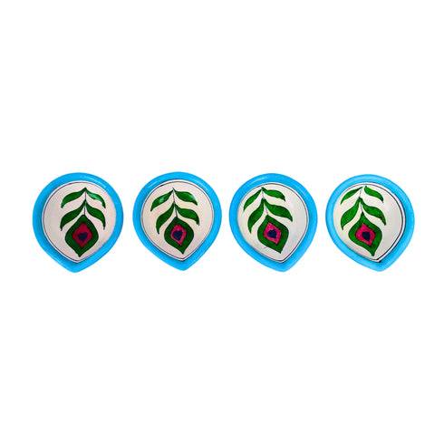 Hand-Painted Ceramic Diyas - Set of 4 – Turquoise
