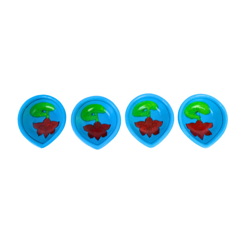Hand-Painted Ceramic Diyas - Set of 4 – Turquoise