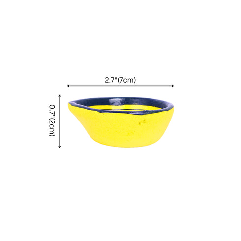 Hand-Painted Ceramic Diyas - Set of 4 – Yellow and Blue