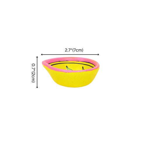 Hand-Painted Ceramic Diyas - Set of 4 – Yellow and Pink