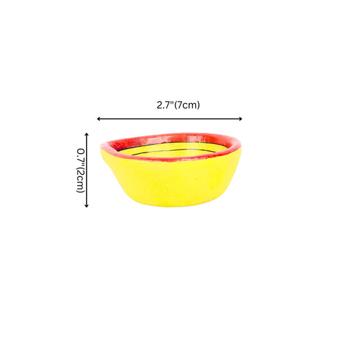 Hand-Painted Ceramic Diyas - Set of 4 – Yellow and Red