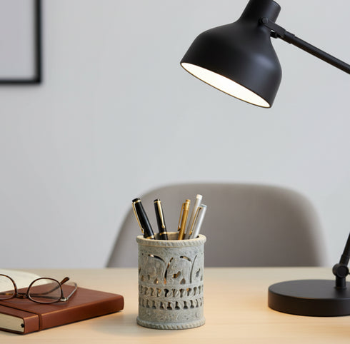 Handcrafted Soapstone Pen Holder