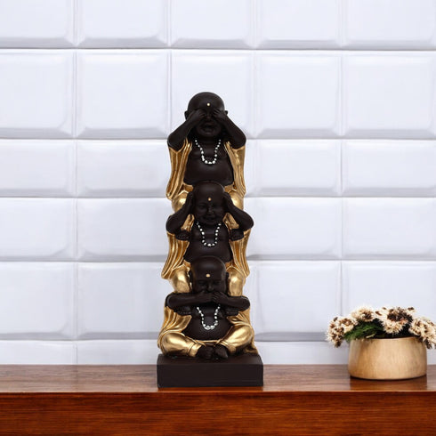 Handcrafted 3 Buddha Monk show piece