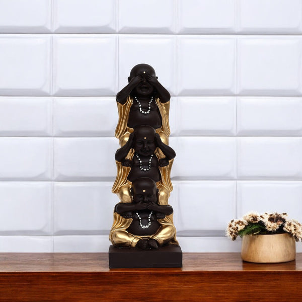 Handcrafted 3 Buddha Monk show piece