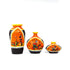 Handcrafted Black and Orange Terracotta Pots for Home Decor - Set of 3 - Warli Hand Painting