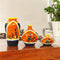 Handcrafted Black and Orange Terracotta Pots for Home Decor - Set of 3 - Warli Hand Painting