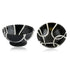 Handcrafted Black and White Round Blue Pottery Bowls—Set of 2—Geometric Pattern—6”
