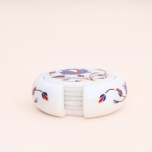 Handcrafted Blue Marble Inlay coasters