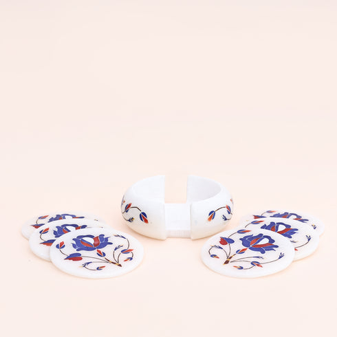 Handcrafted Blue Marble Inlay coasters