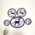 Handcrafted Blue Pottery Deer Dining Collection - Elegant 3-Piece Serving Set