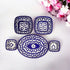 Handcrafted Blue Pottery Geometric Dining Collection - Classic 3-Piece Serving Set
