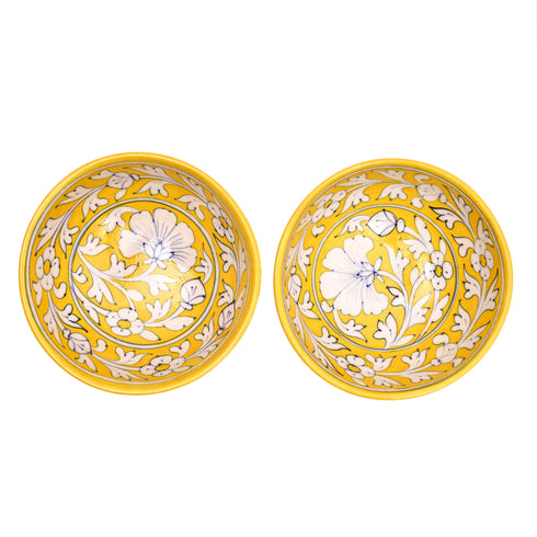 Handcrafted Blue Pottery Round Bowls